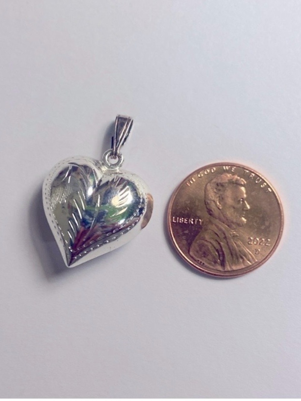 Vintage Sterling Silver Heart Pendant - Picture 3 of 4